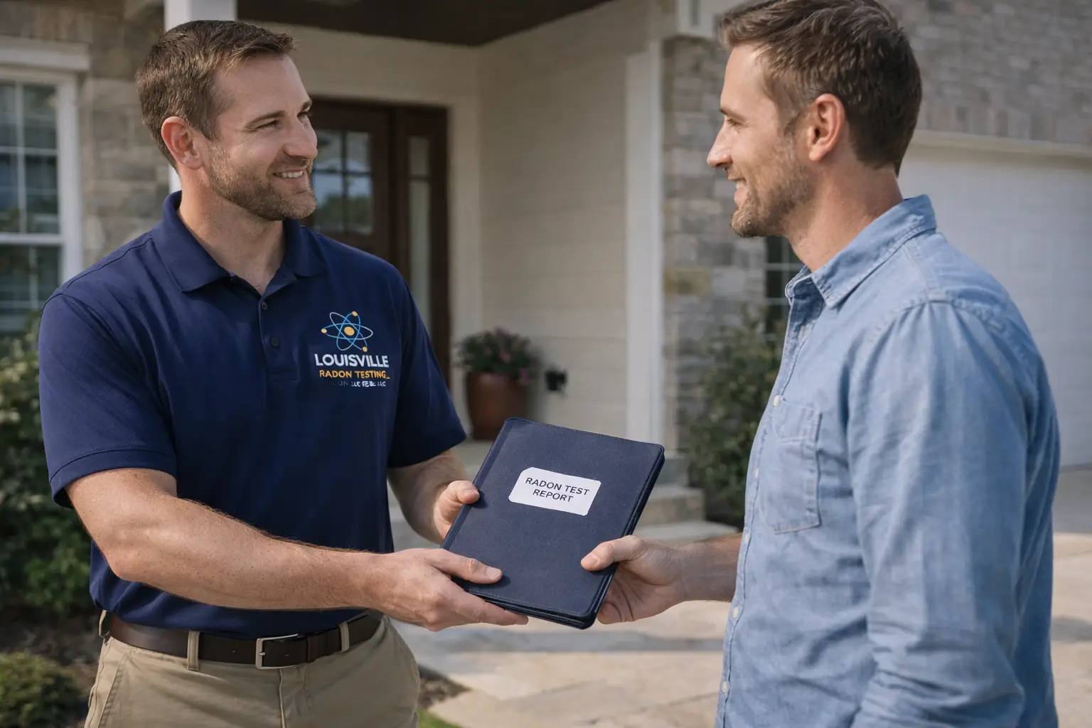 Louisville Radon Testing providing a report to a real estate agent